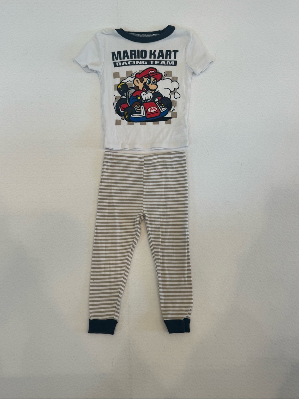 Nintendo Mario Kart White, Tan & Navy Kids Pajama Set